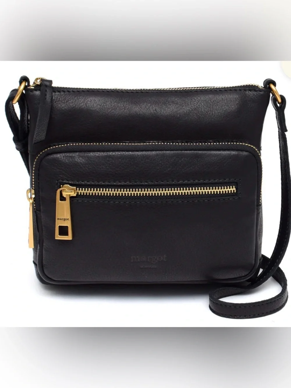 Margot Peyton Black Genuine Leather Crossbody Bag NWOT